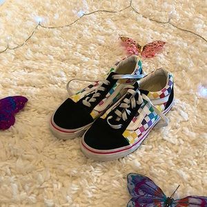 Rainbow checkered vans!!